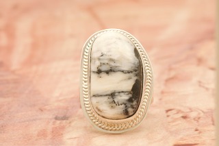 Genuine White Buffalo Turquoise Sterling Silver Native American Ring